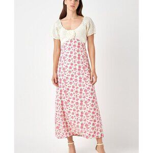 NWT English Factory Crochet Top Floral Maxi Dress Size Small